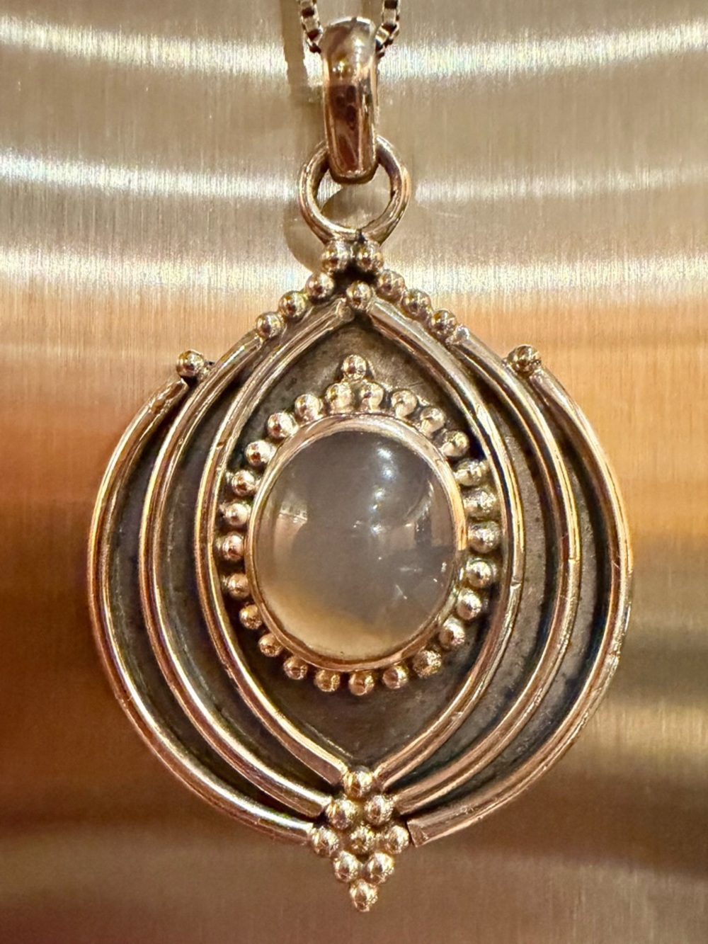 Classic Silver Moonstone Teardrop Pendant Necklace